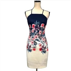 Guess Floral Halter Sheath Cocktail Dress